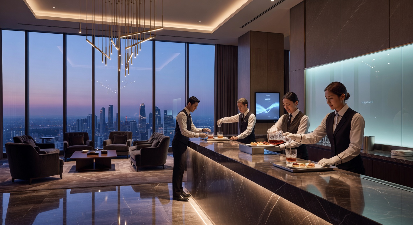 Elegant hotel lobby serving area