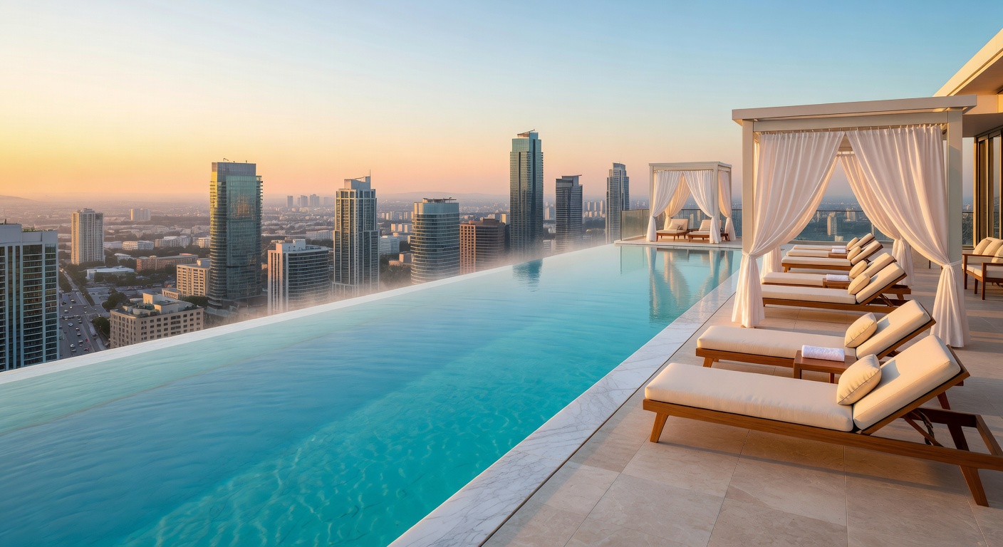 Luxury hotel swimming pool